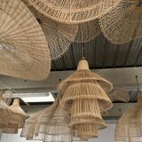 Rattan pendant lamp or light in the shape of an Asian lantern