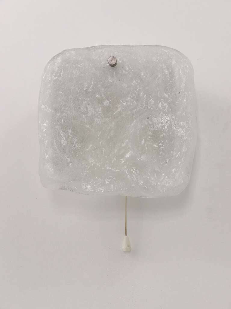 Midcentury wall sconce Kalmar in frosted ice glass, Austria, 1960s