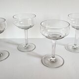 4 champagne glasses blown glass 1930