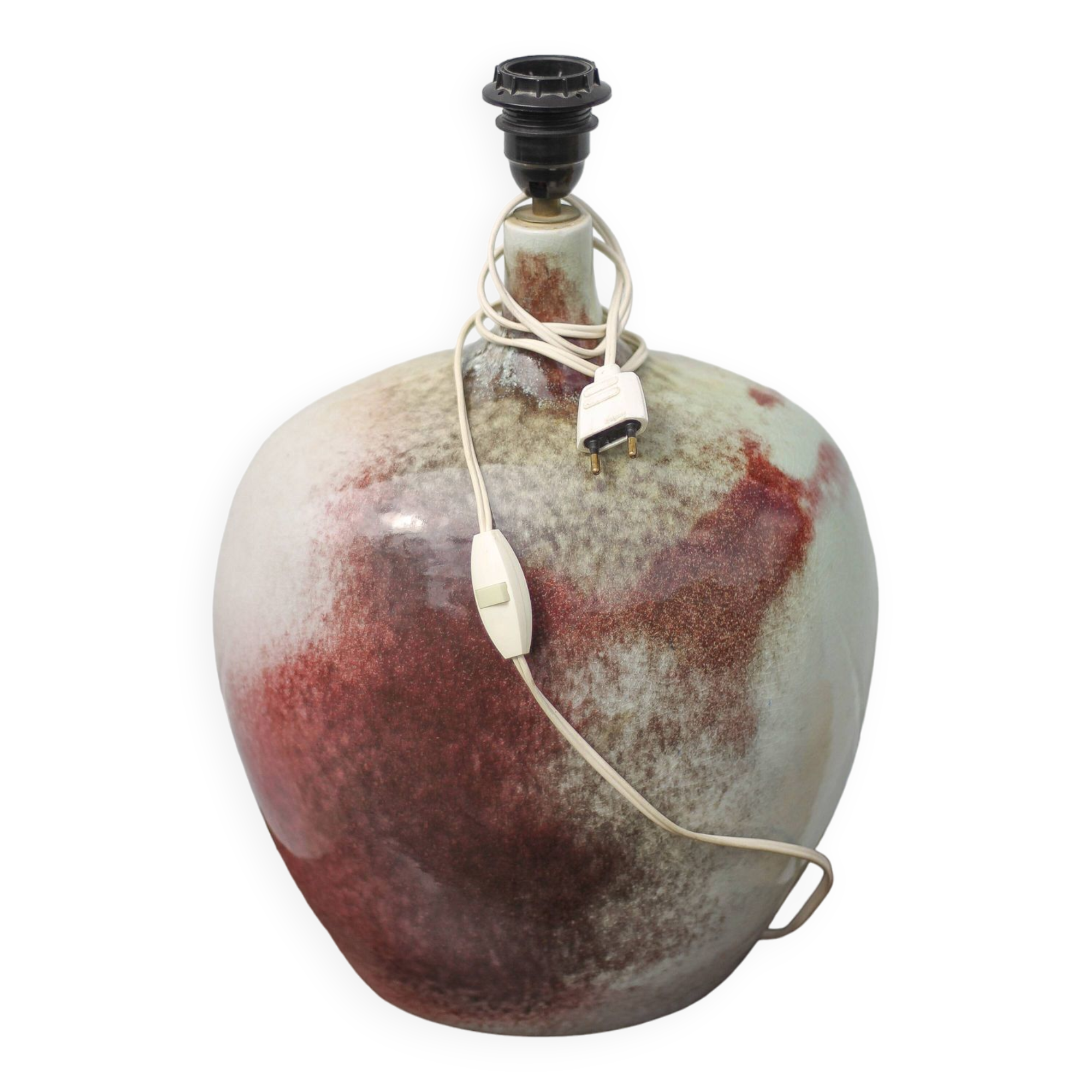 Ceramic lamp with lampshade, large table lamp, gray tones and oxblood ceramic lamp, dice