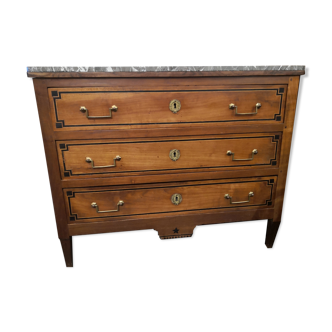 Commode marquetée style Louis XVI marbre gris