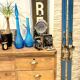 Paire de ski vintage en bois
