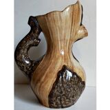 Faux-bois ceramic pitcher signed "Cérart" MONACO vintage