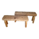 Paire 2 bancs / tabourets bois massif patiné