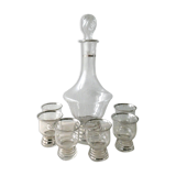 Service to liquor, glass with silver edging, art deco