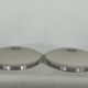 Stilux Milano, pair of round opaline glass ceiling lamps. 1960s