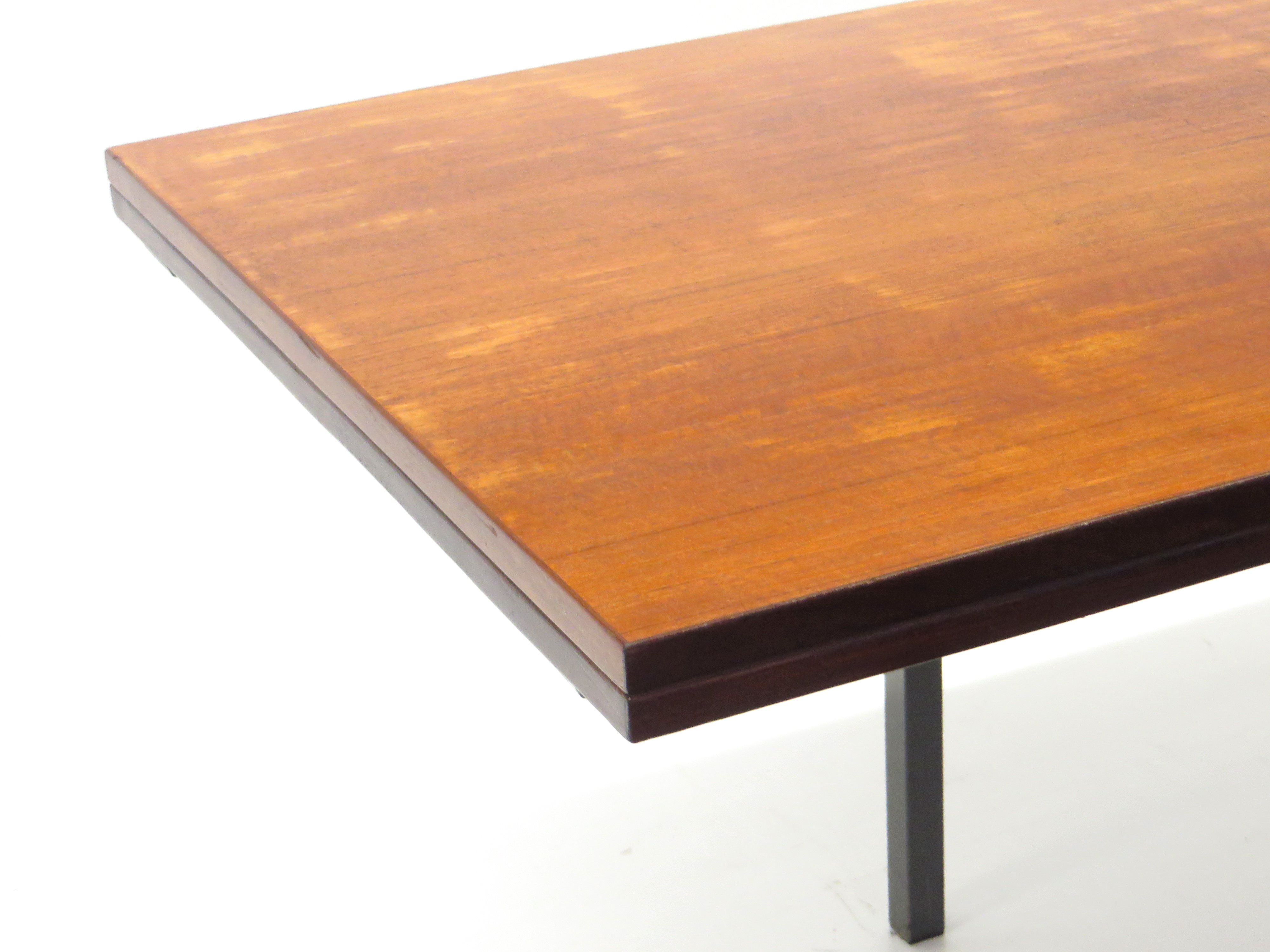 Extendable vintage dining table from Brabantia with metal frame and teak top