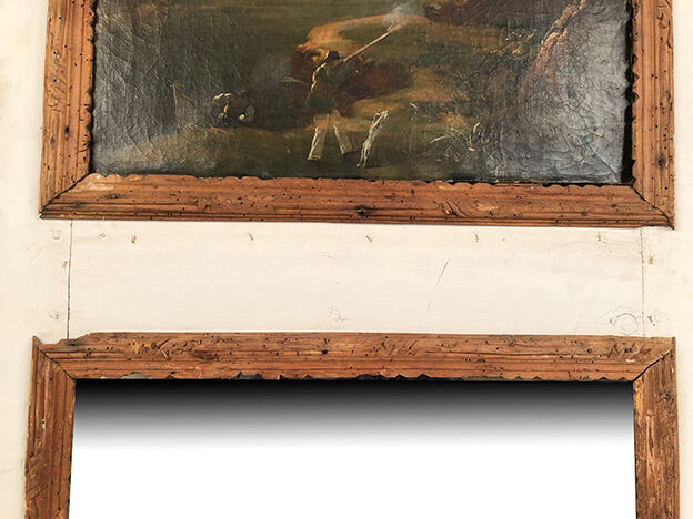 Trumeau decorated with an oil on canvas representing an animated landscape, early nineteenth century