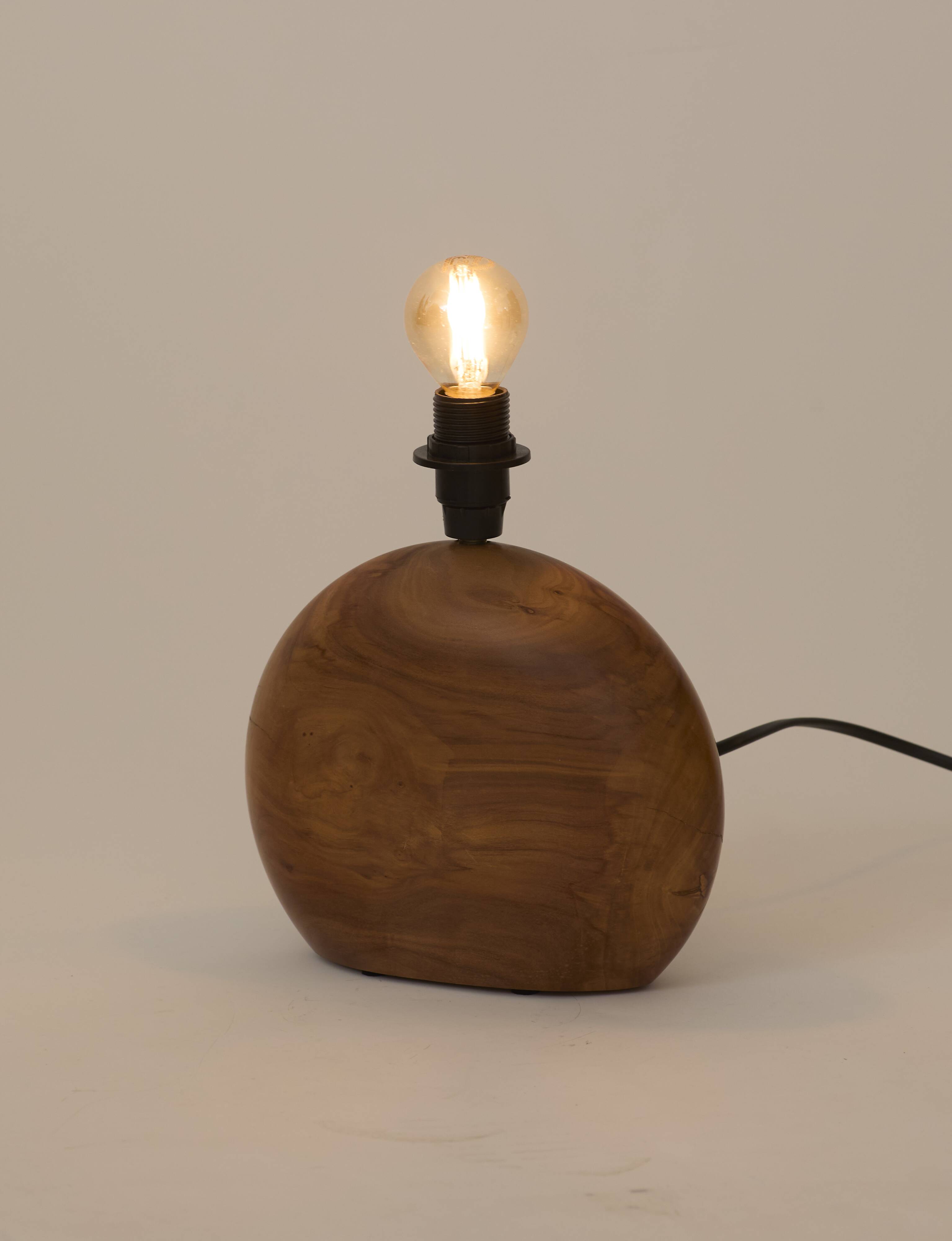 Vintage handmade solid wood lamp base (olive) Circa 1970