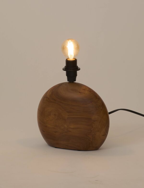 Pied de lampe artisanal en bois massif (Olivier) vintage Circa 1970