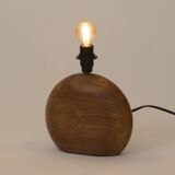 Vintage handmade solid wood lamp base (olive) Circa 1970