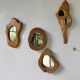Set de 4 miroirs organiques brutalistes en bois années 50