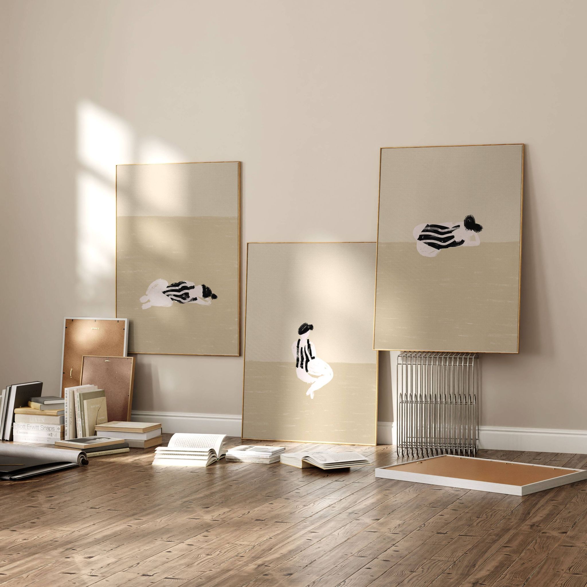 Set of 3 figure giclee prints
