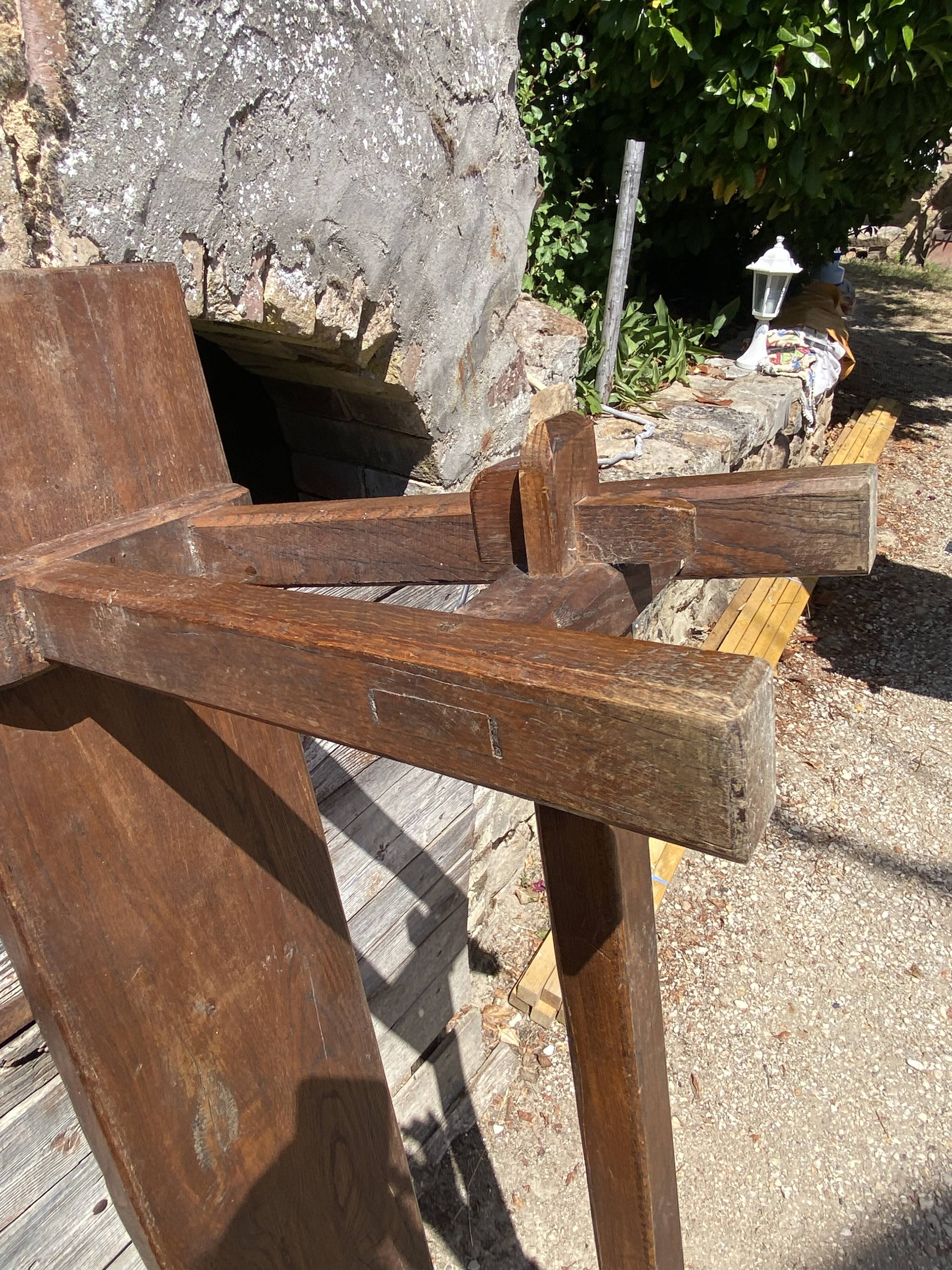 Solid oak farmhouse bench 140cm for rustic farmhouse table 1950