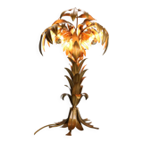 Hollywood regency Hans Kogl palm tree table lamp metal gold gilt 1970