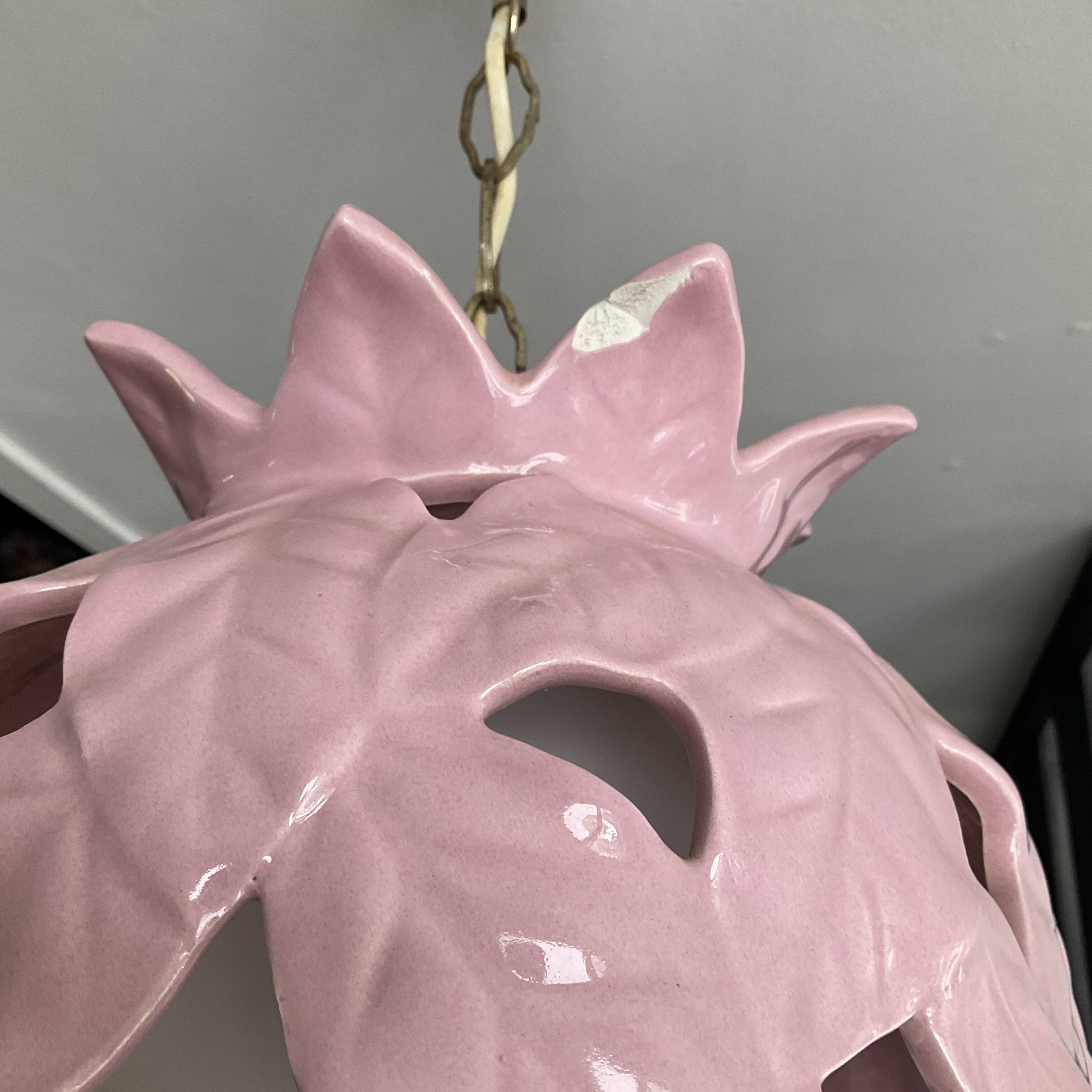 Vintage ceramic enamel flower pendant