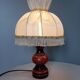 Rustic chic bedside lamp, wood and dome lampshade