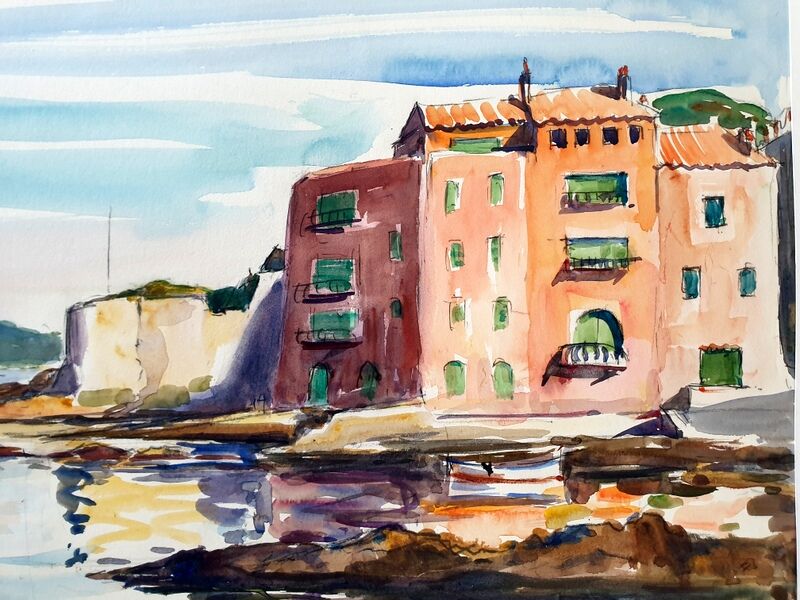 André Duculty (1912-1990) Watercolor on paper "Saint Tropez" Signed lower left