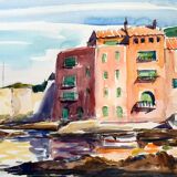 André Duculty (1912-1990) Watercolor on paper "Saint Tropez" Signed lower left