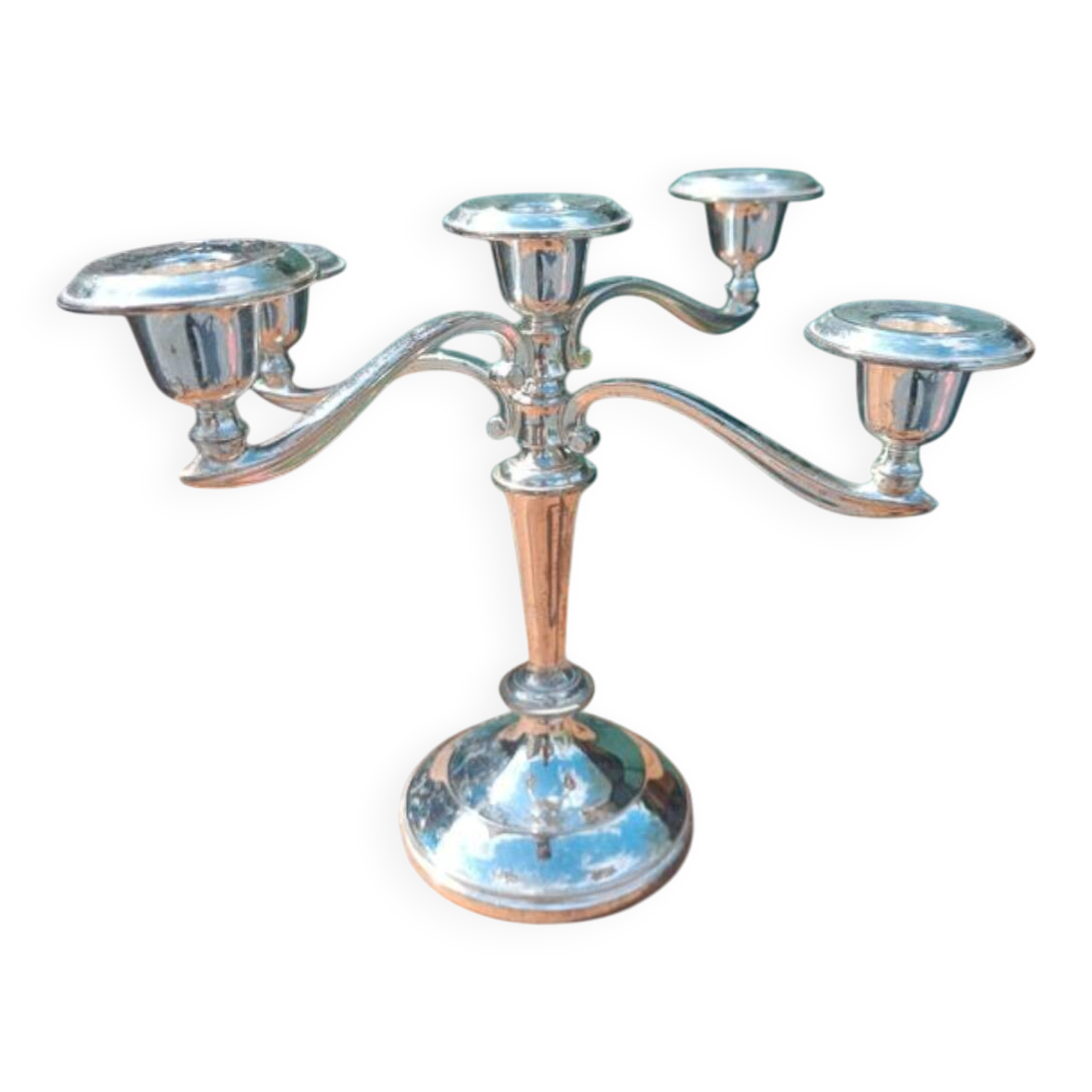 Silver-plated patinated metal chandelier with 5 adjustable branches –