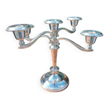 Silver-plated patinated metal chandelier with 5 adjustable branches –