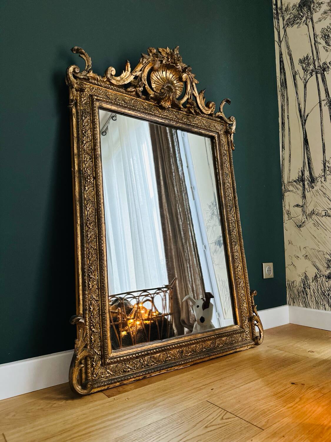 Golden wooden mirror