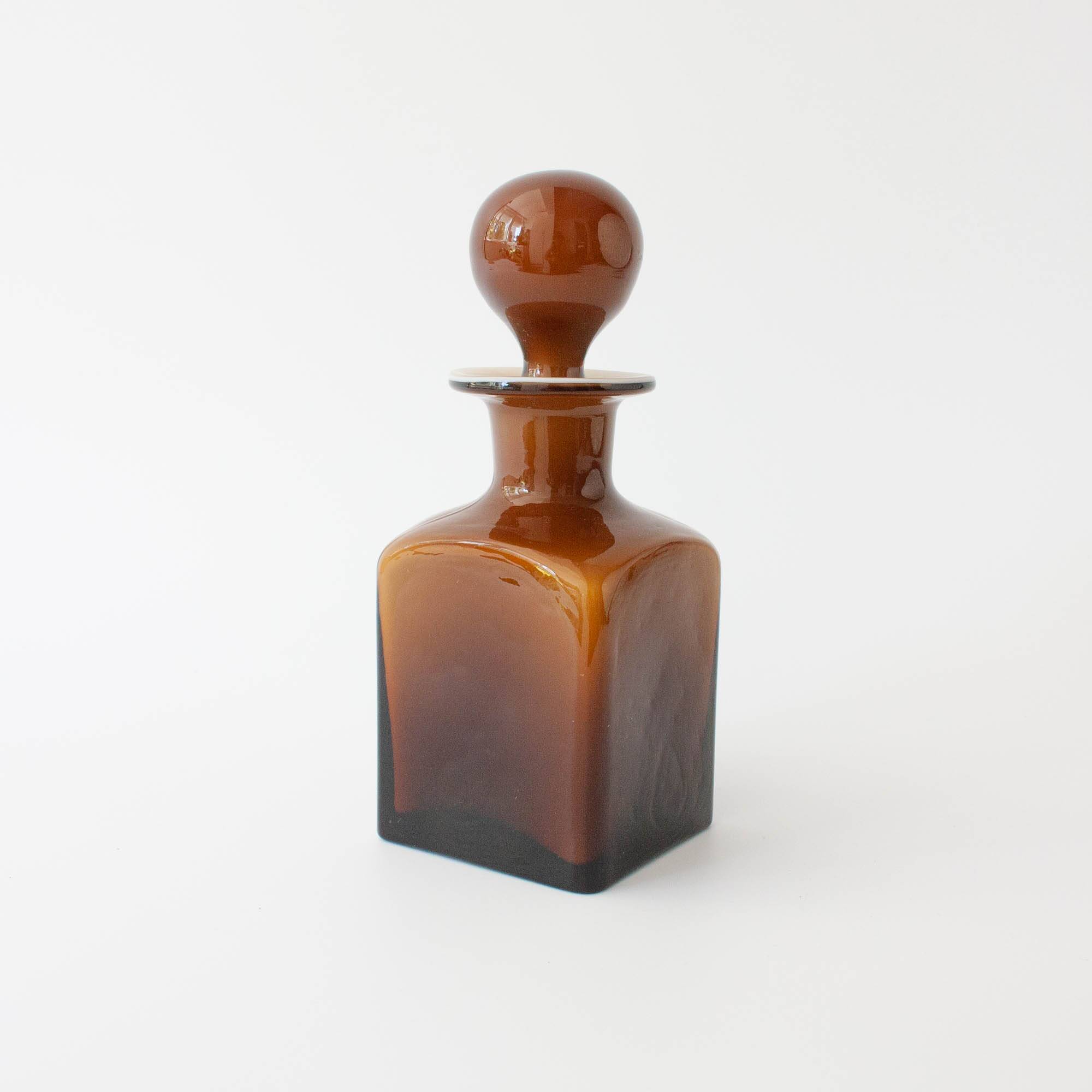 Vintage 1960s Brown Opaline Glass Bottle from Marinha Grande