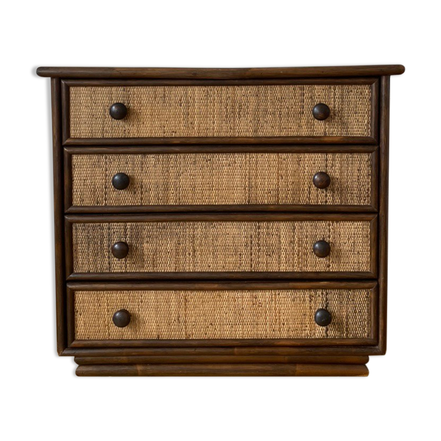 Rattan chest of drawers, Maugrion 1960