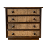Rattan chest of drawers, Maugrion 1960