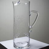 Old crystal/pulled glass pitcher engraved with floral decoration, Europe 1920-1930