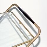 Cesare Lacca, Mid-Century Brass and Wood Bar Cart, Italy, 1950s