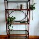 Large rattan and smoked glass shelf 1960
