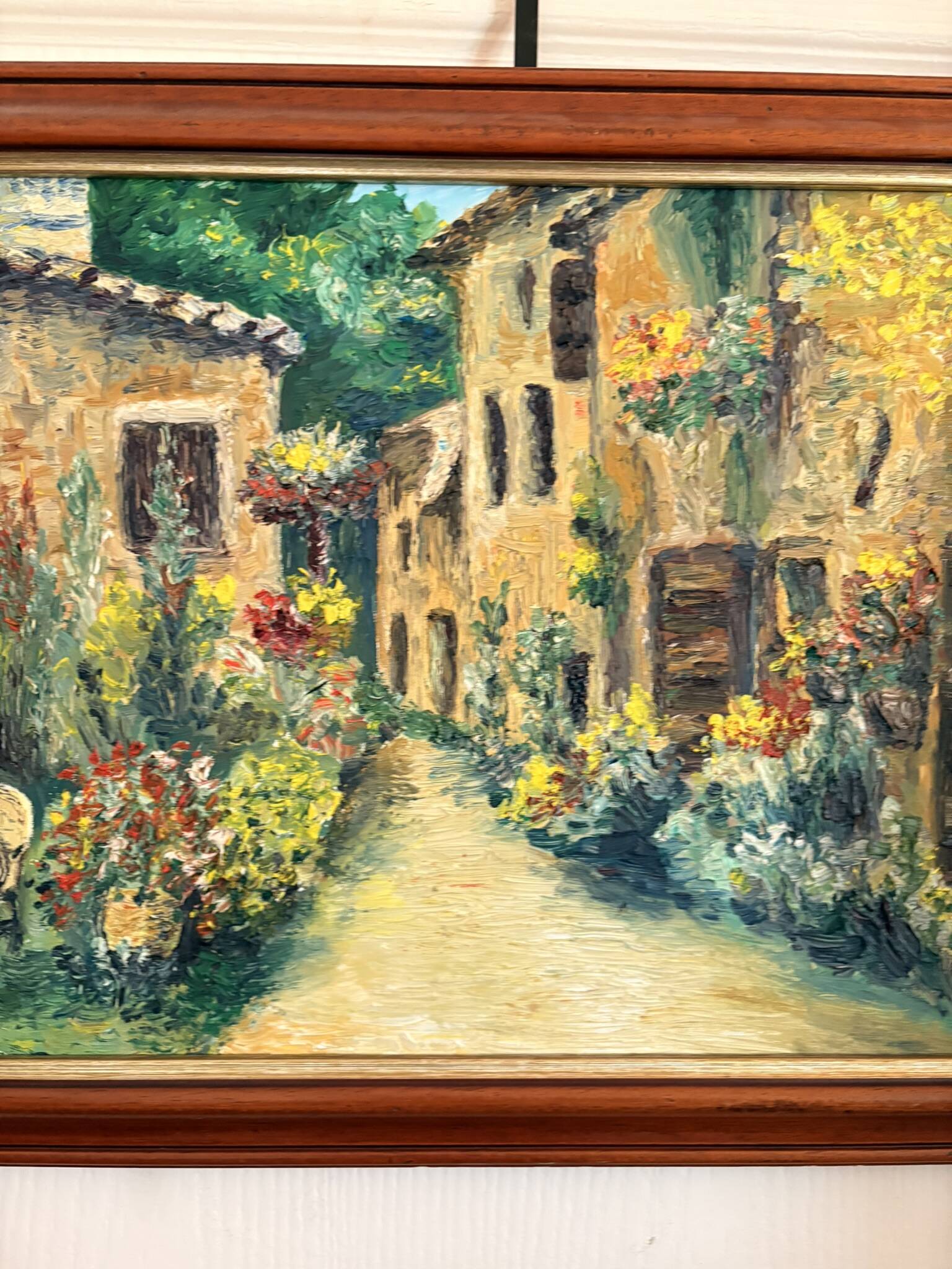 Expressionist Oil Painting Table Village Flowers Southern Camp Pro