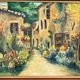 Expressionist Oil Painting Table Village Flowers Southern Camp Pro