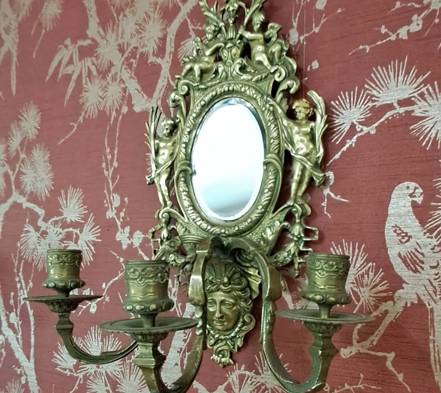 Pair of solid brass wall lights 38 x 18