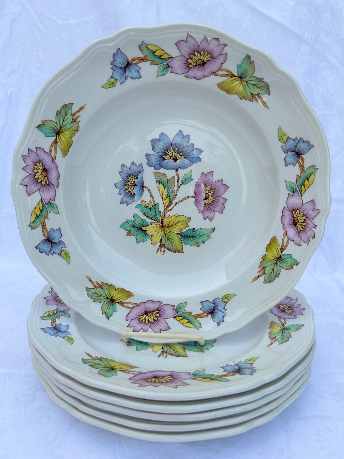 Set of 6 deep plates Moulins des Loups et Orchies