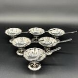 Set of 6 vintage stainless steel bowls with spoons