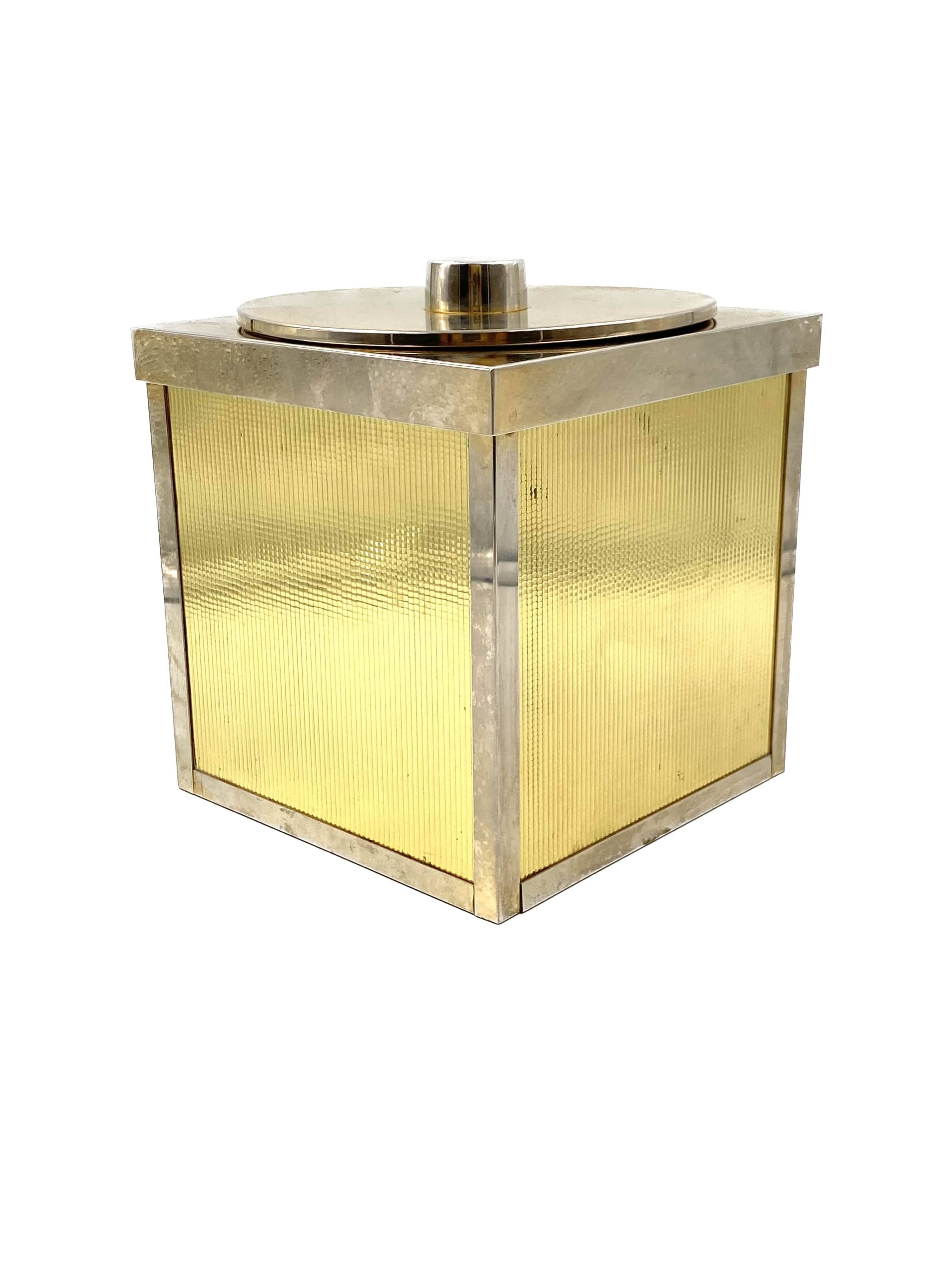 Hollywood regency golden Ice Bucket, Italy, ca. 1970s