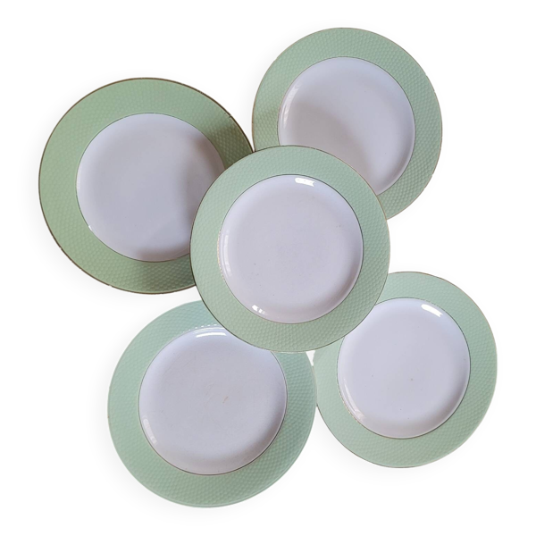 Assiettes plates vert céladon 50's