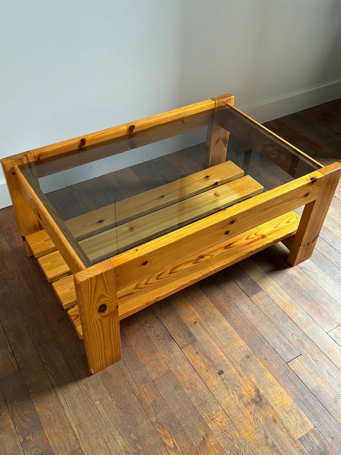 1970s pine coffee table
