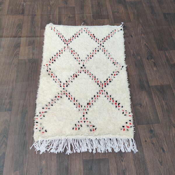 Tapis berbère losanges rouge et noir 70x105 cm