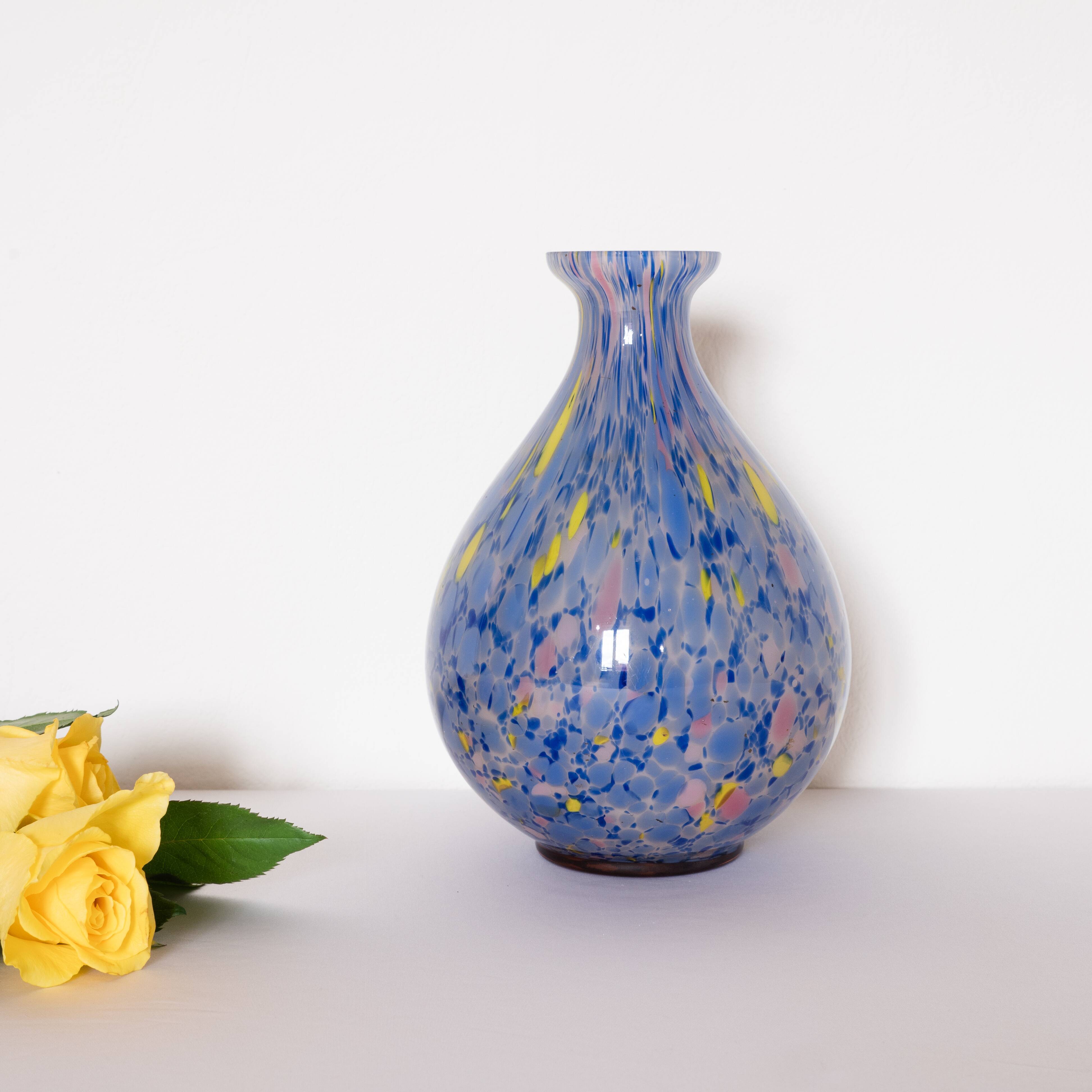 Blue and yellow murano vase
