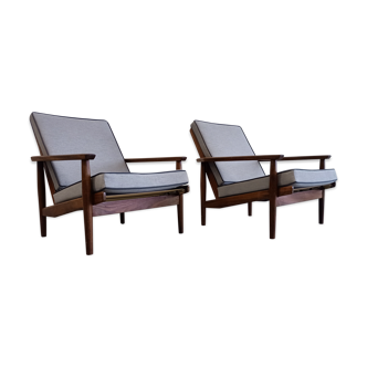 Paire de fauteuils en teck des années 1960, design hollandais
