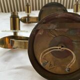 Vintage pair of art deco brass and mirrored glass wall lights France 1940