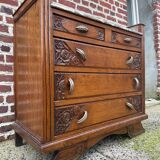 Art Deco chest of drawers, marble top, solid oak, dressing table