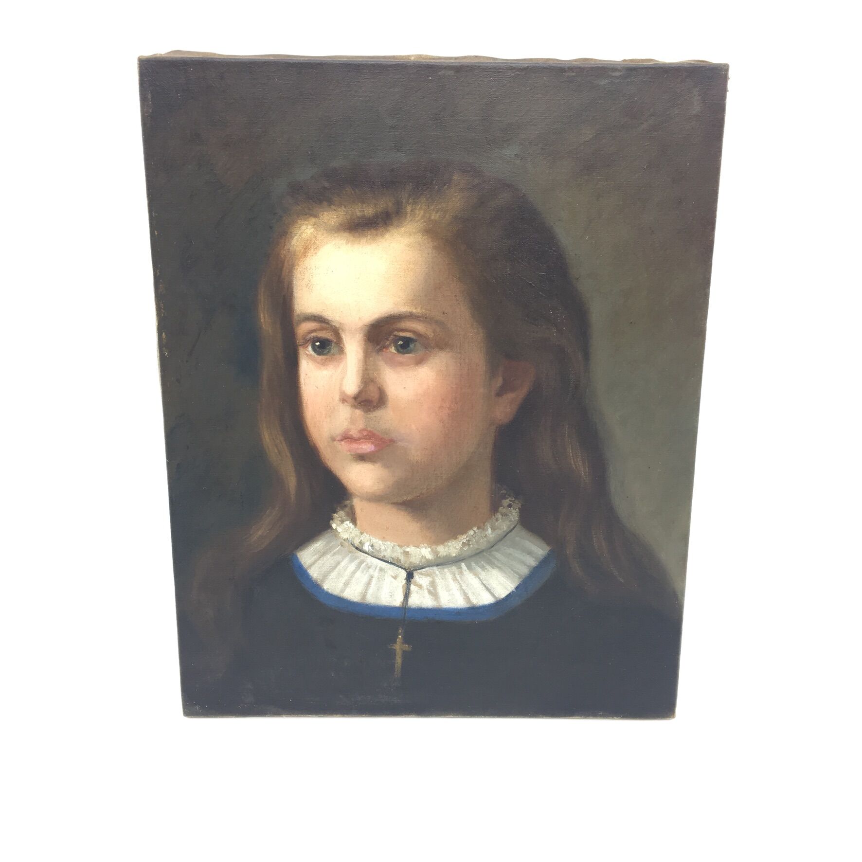 Oil on canvas portrait of a young girl, early 20th century