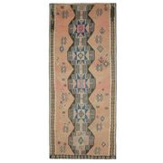 Vintage Turkish Oushak Handmade Cotton Orange Wool Kilim Runner Rug 170x404