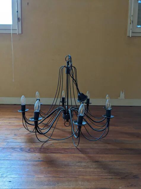 Lustre with 8 wrought iron branches