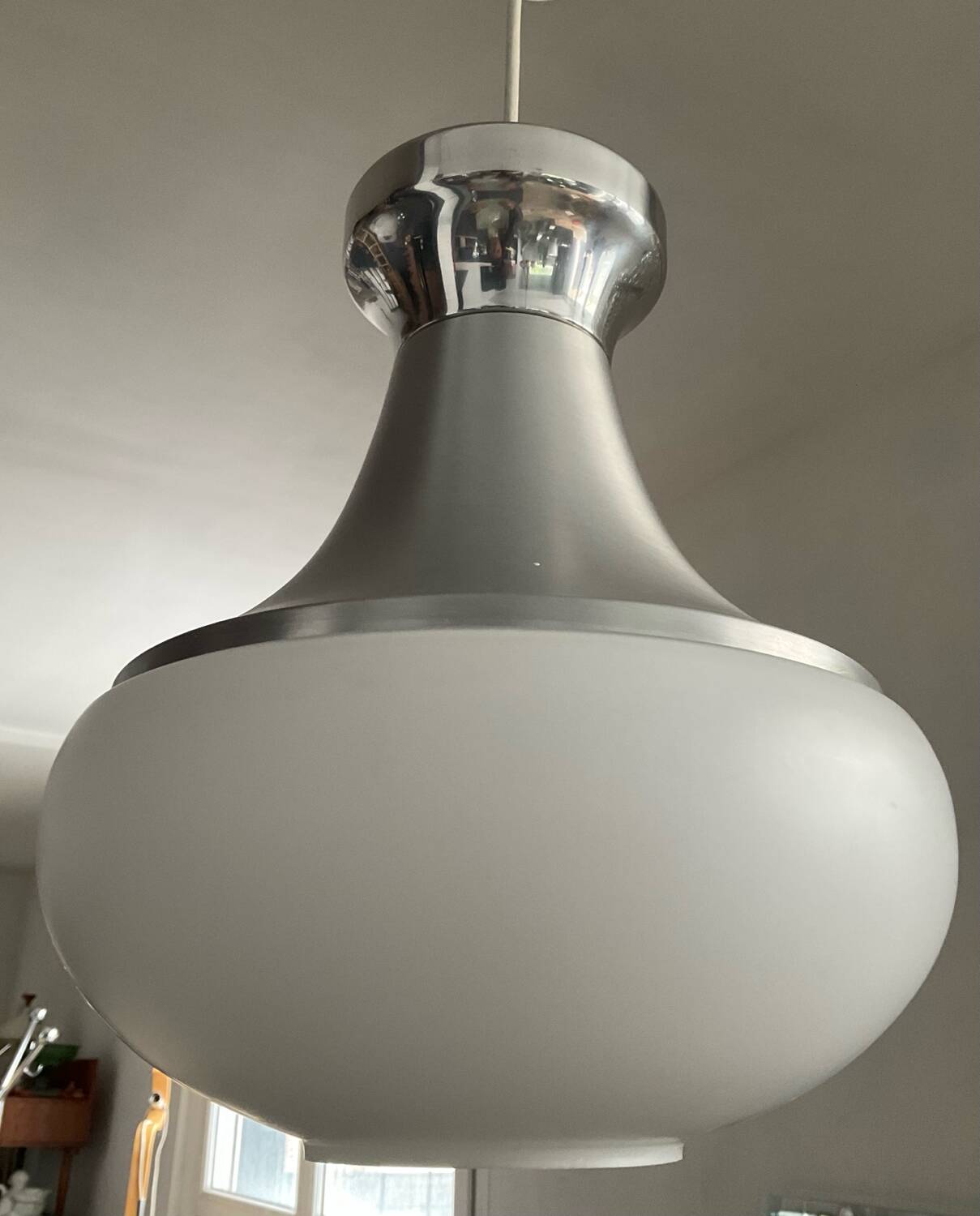 Stilux Milano opaline pendant light from the 70s