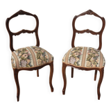 2 Chaises anciennes style Louis XV en noyer